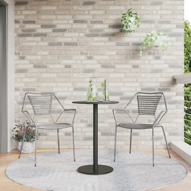 Garden Table Round Black ��50x72 cm Steel