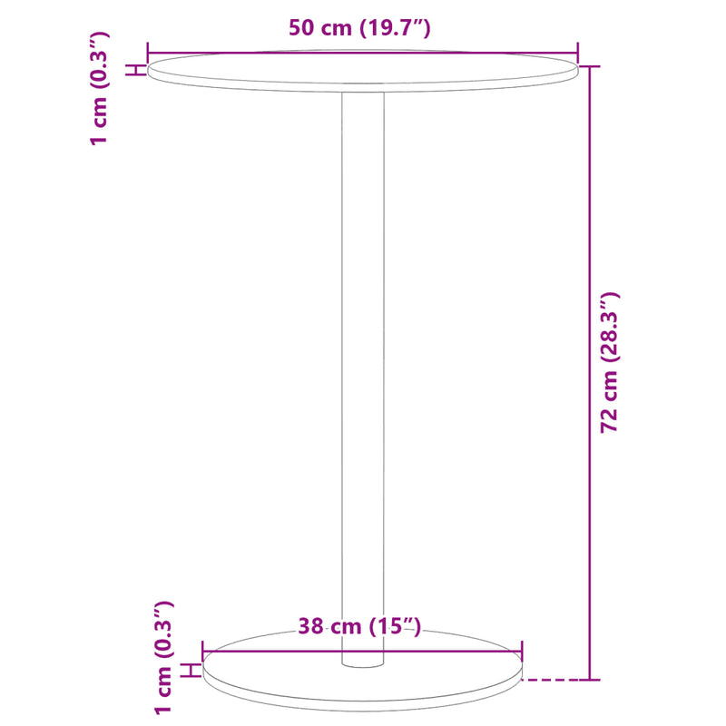 Garden Table Round Black ��50x72 cm Steel