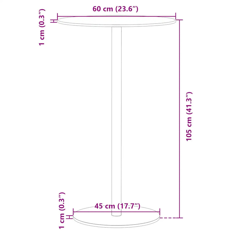 Garden Table Round Black ��60x105 cm Steel