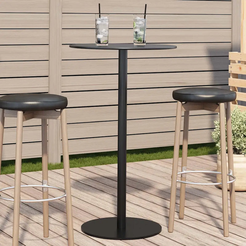 Garden Table Round Black ��60x105 cm Steel
