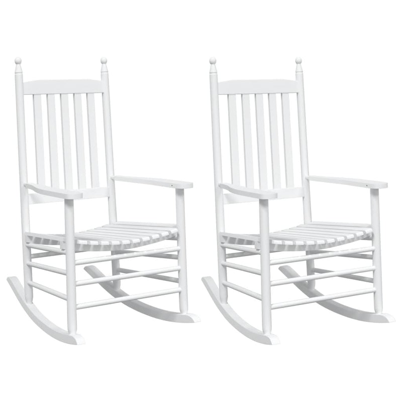 vidaXL Rocking Chairs with Curved Seats 2 pcs White Solid Wood Fir