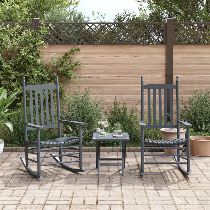 vidaXL Rocking Chairs with Curved Seats 2 pcs Grey Solid Wood Poplar