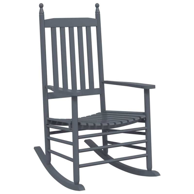 vidaXL Rocking Chairs with Curved Seats 2 pcs Grey Solid Wood Poplar