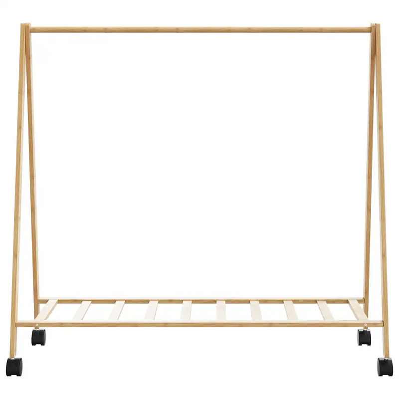 Clothes Rack with Shelves and Wheels 106x34x106.5 cm Bamboo
