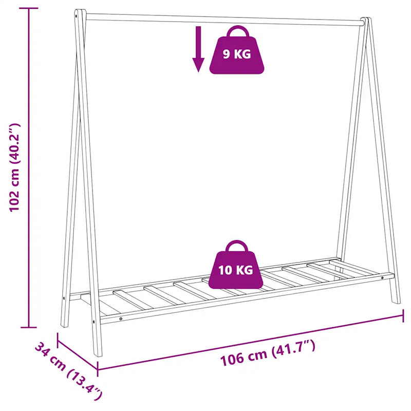 Clothes Rack with Shelves 106x34x102 cm Bamboo