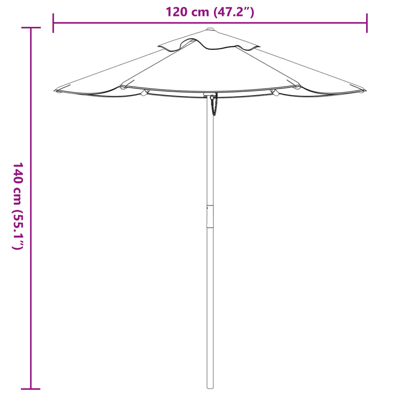 Garden Umbrella for Kids with Wooden Pole ��120x140 cm