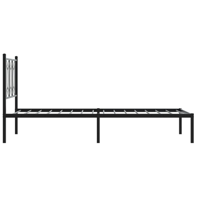 Metal Bed Frame with Headboard Black 90x190 cm