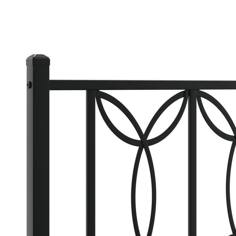 Metal Bed Frame with Headboard Black 90x190 cm