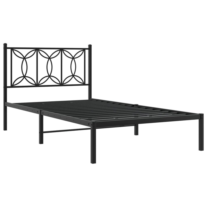 Metal Bed Frame with Headboard Black 106x203 cm King Single Size