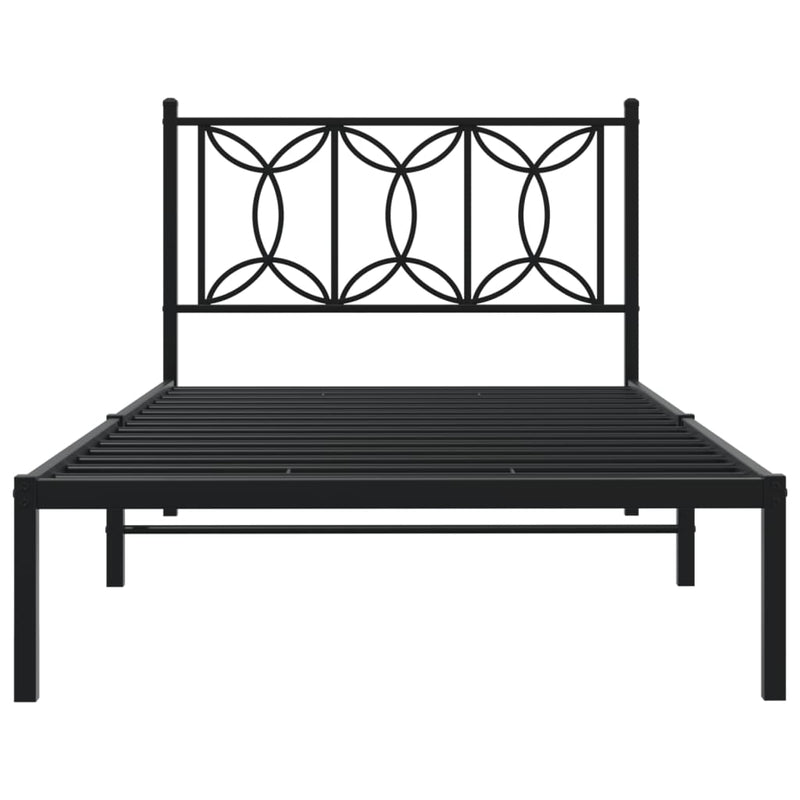 Metal Bed Frame with Headboard Black 106x203 cm King Single Size