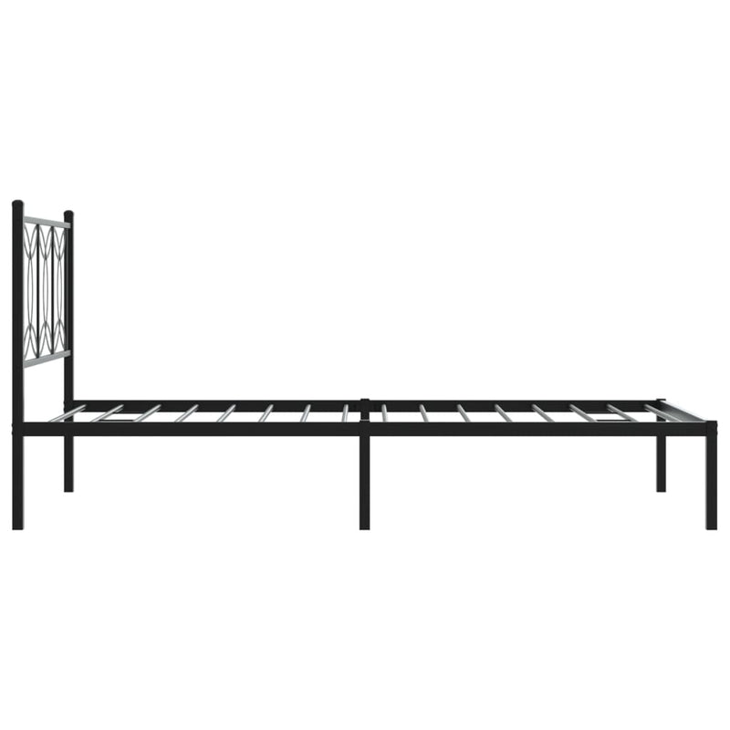 Metal Bed Frame with Headboard Black 106x203 cm King Single Size