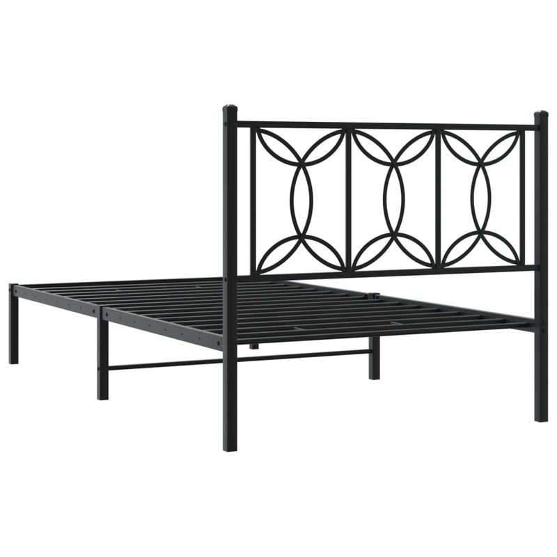 Metal Bed Frame with Headboard Black 106x203 cm King Single Size