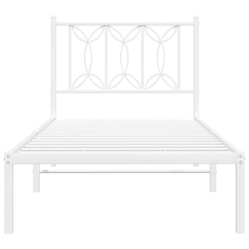 Metal Bed Frame with Headboard White 90x190 cm