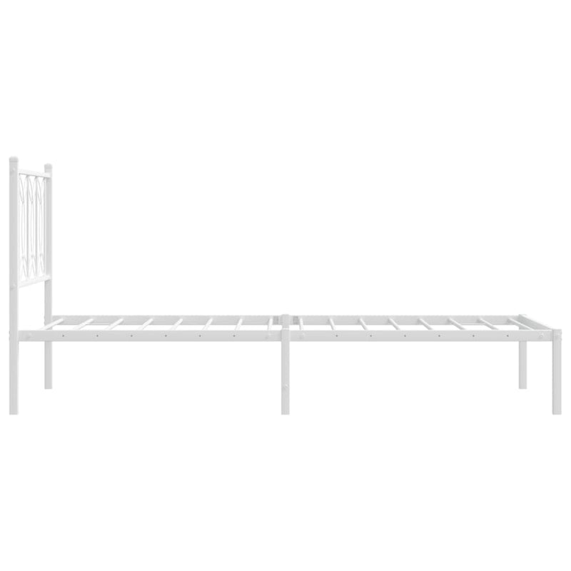 Metal Bed Frame with Headboard White 90x190 cm