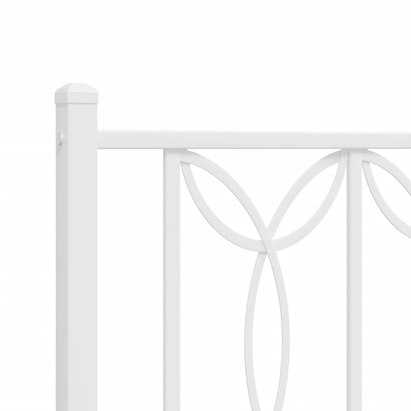 Metal Bed Frame with Headboard White 90x190 cm