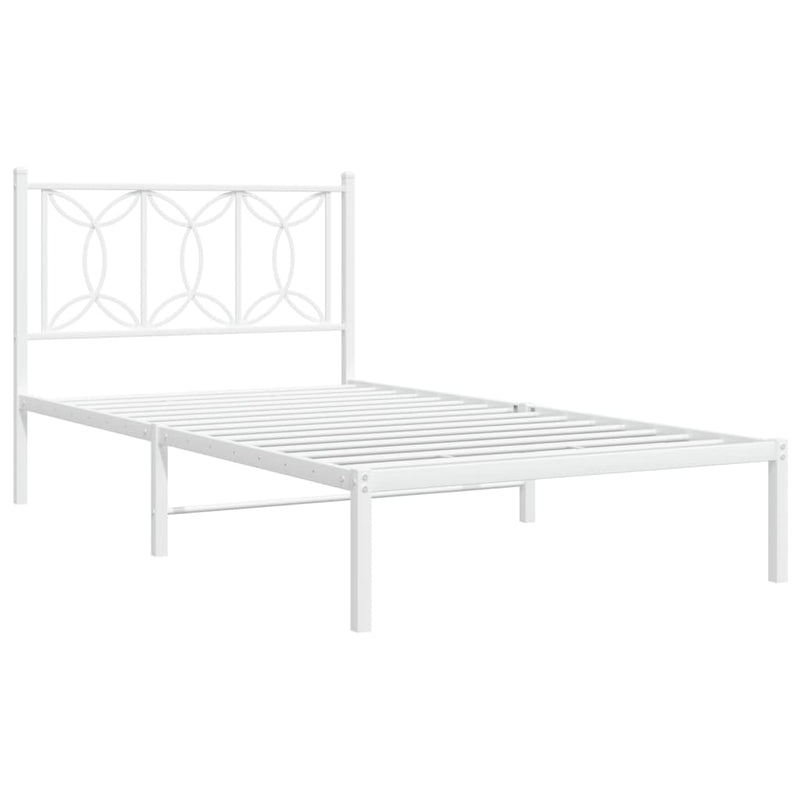 Metal Bed Frame with Headboard White 106x203 cm King Single Size