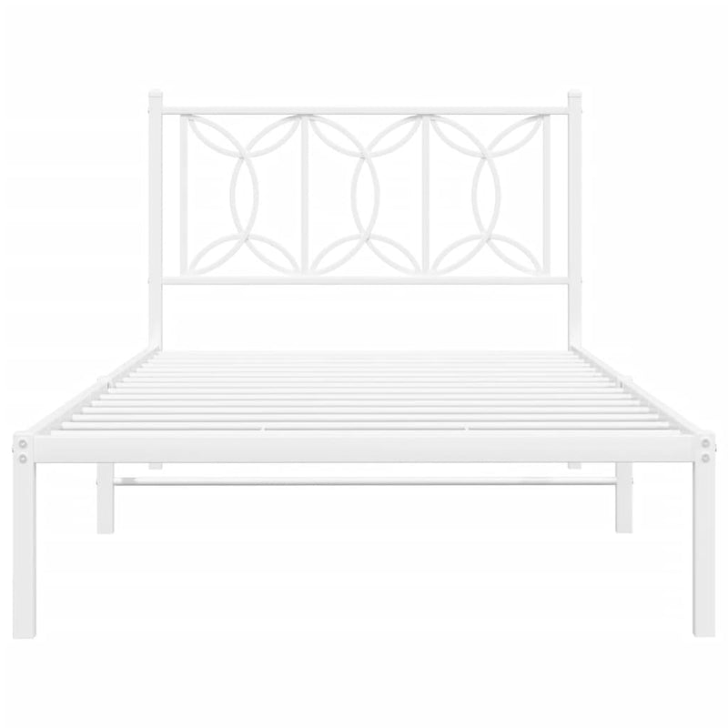 Metal Bed Frame with Headboard White 106x203 cm King Single Size