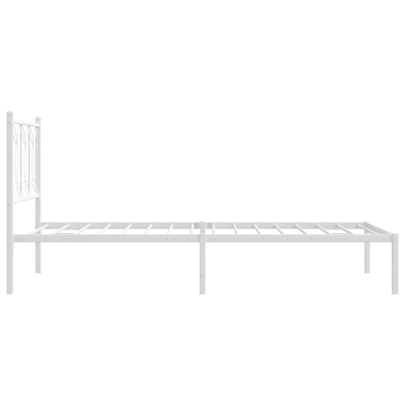 Metal Bed Frame with Headboard White 106x203 cm King Single Size