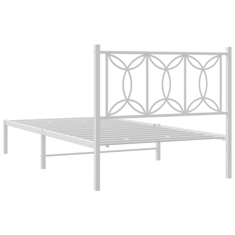 Metal Bed Frame with Headboard White 106x203 cm King Single Size