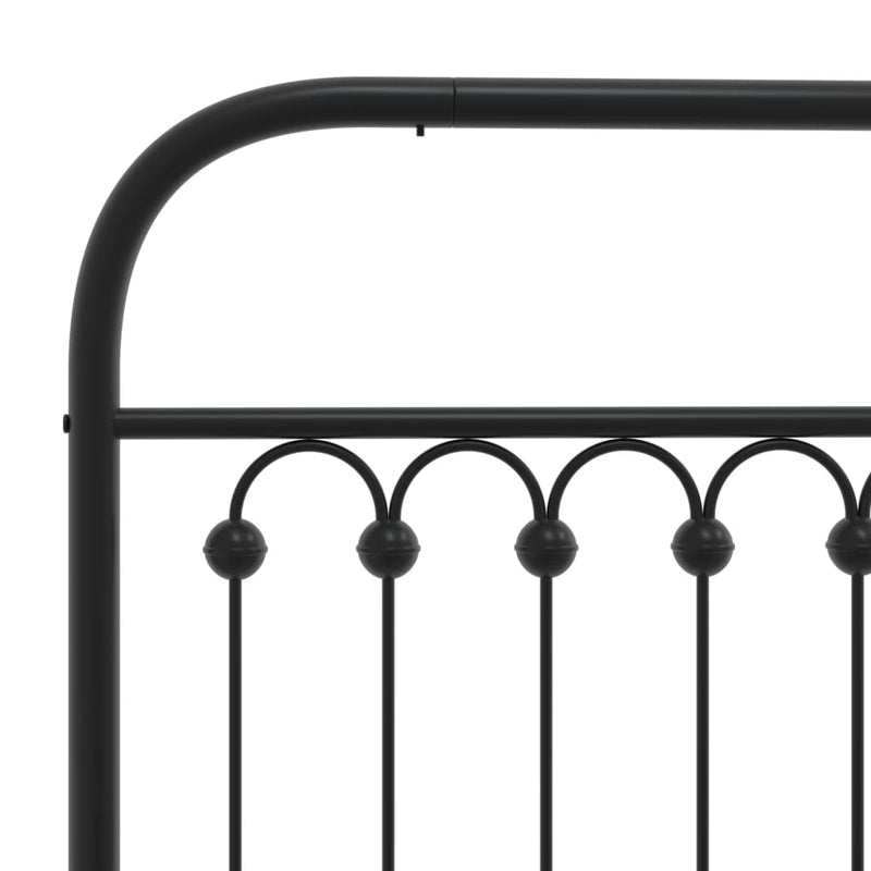 Metal Bed Frame with Headboard Black 90x190 cm