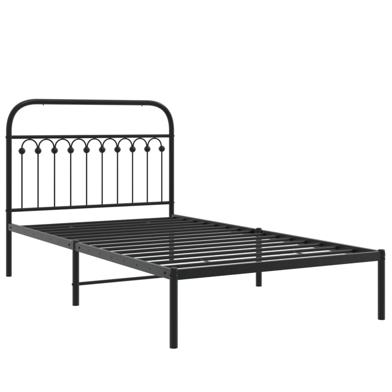 Metal Bed Frame without Mattress with Headboard Black 107x203 cm King Single