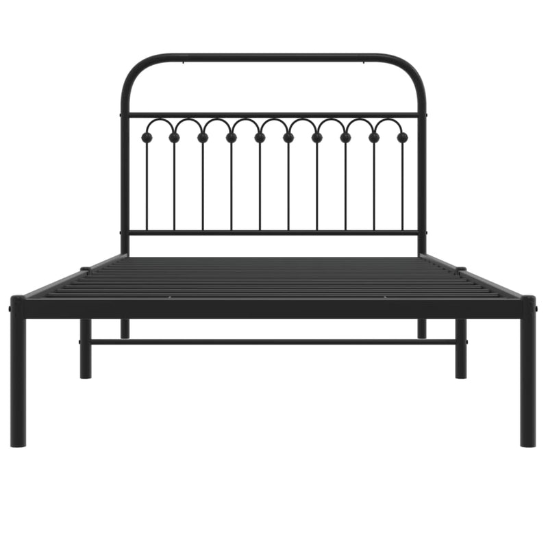 Metal Bed Frame without Mattress with Headboard Black 107x203 cm King Single