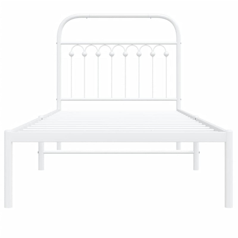 Metal Bed Frame with Headboard White 90x190 cm