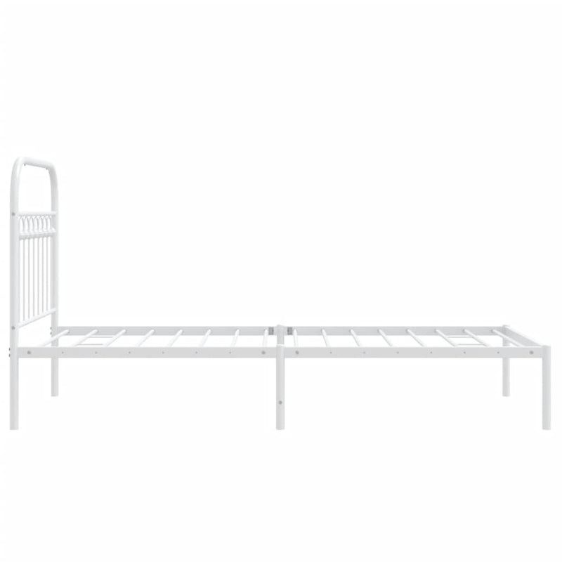 Metal Bed Frame with Headboard White 90x190 cm