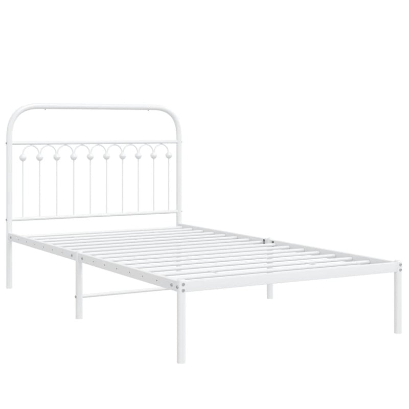 Metal Bed Frame with Headboard White 106x203 cm King Single Size