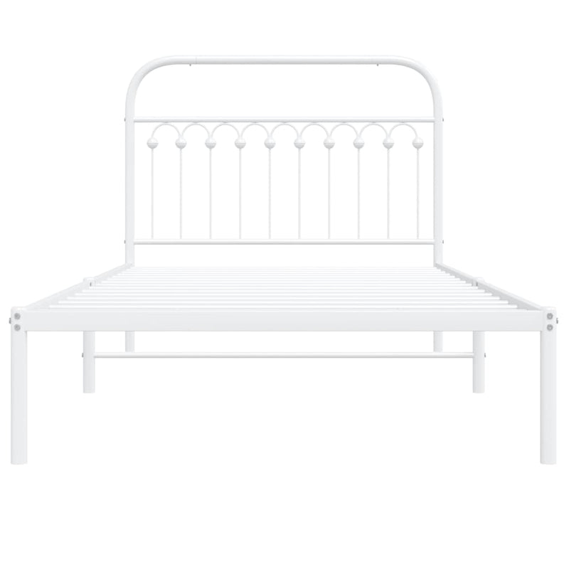 Metal Bed Frame with Headboard White 106x203 cm King Single Size