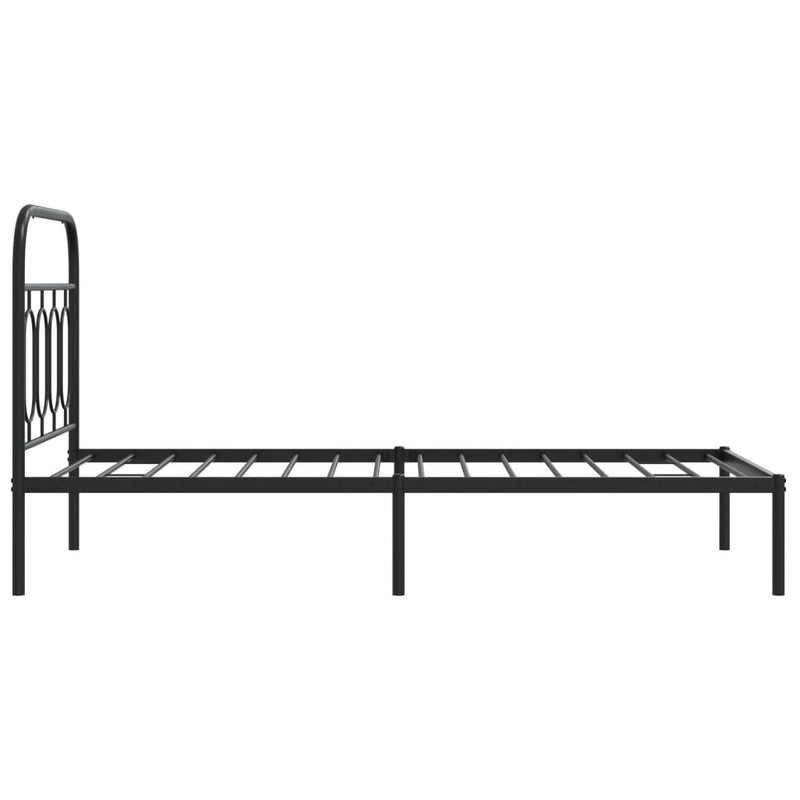 Metal Bed Frame with Headboard Black 90x190 cm