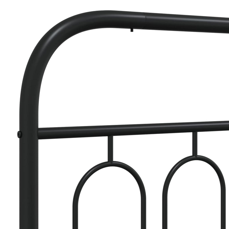 Metal Bed Frame with Headboard Black 90x190 cm