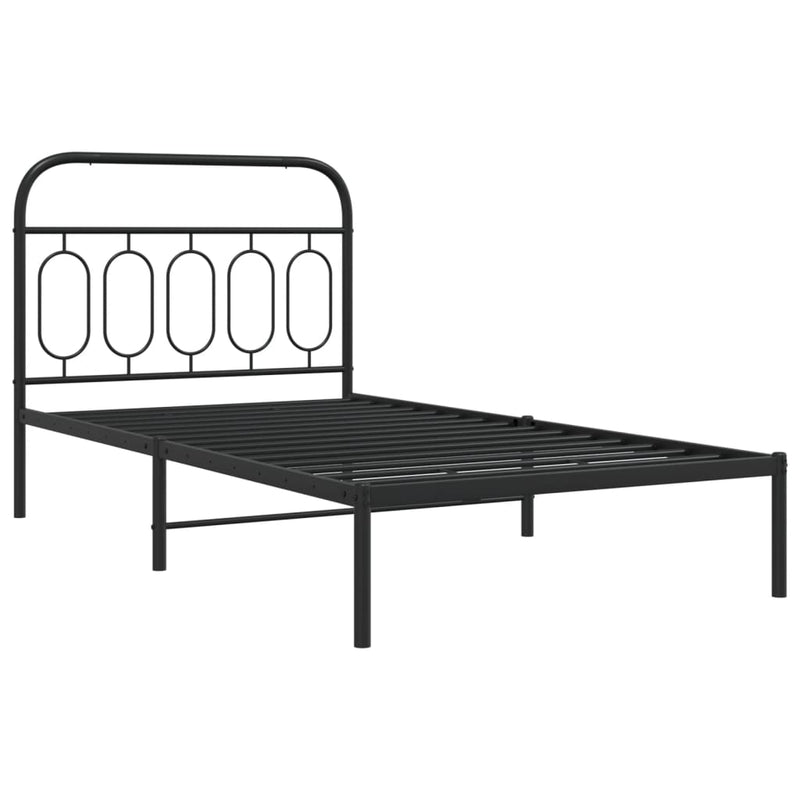 Metal Bed Frame with Headboard Black 106x203 cm King Single Size