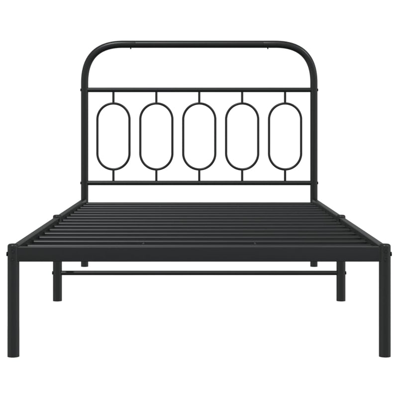 Metal Bed Frame with Headboard Black 106x203 cm King Single Size