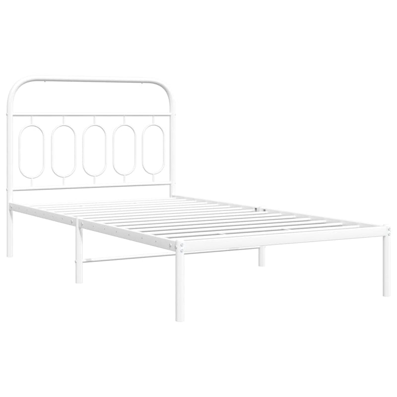 Metal Bed Frame with Headboard White 106x203 cm King Single Size