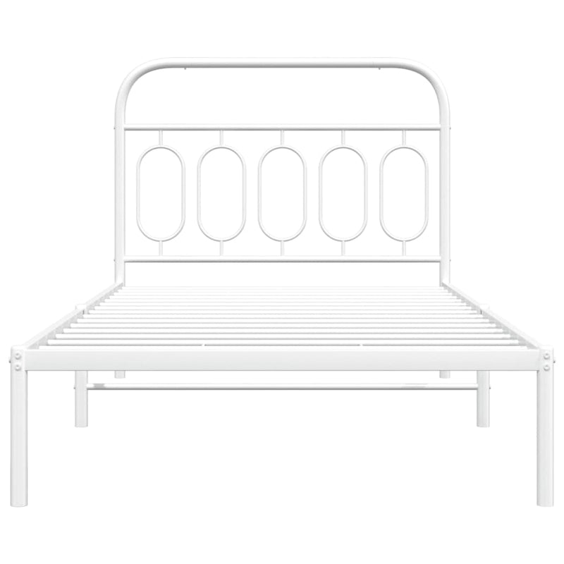 Metal Bed Frame with Headboard White 106x203 cm King Single Size