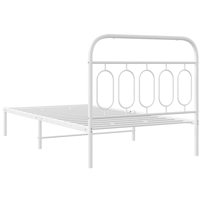 Metal Bed Frame with Headboard White 106x203 cm King Single Size