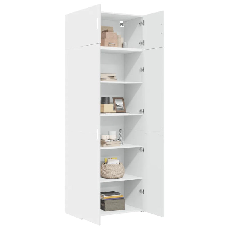 Storage Cabinet White 80x42.5x225 cm Engineered Wood