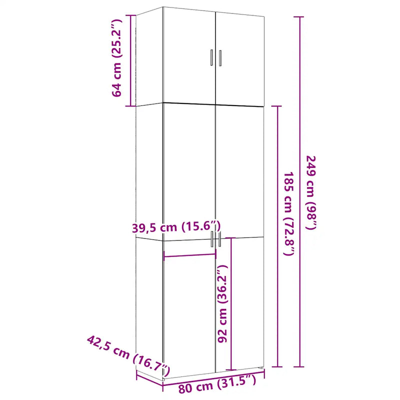 Highboard White 80x42.5x249 cm Engineered Wood
