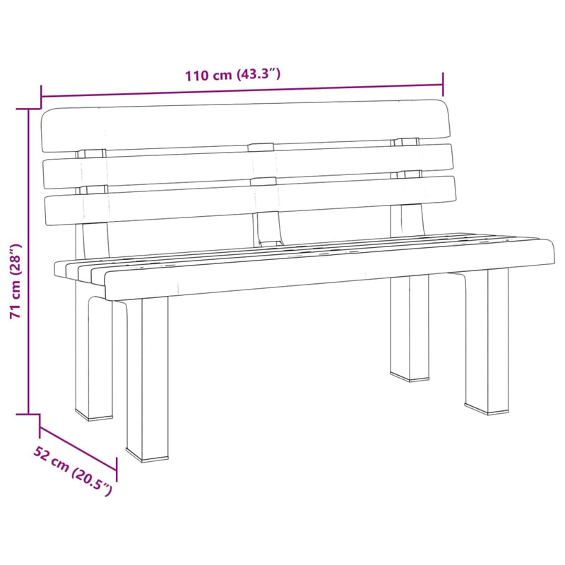 vidaXL Garden Bench Anthracite 110x52x71 cm Polypropylene