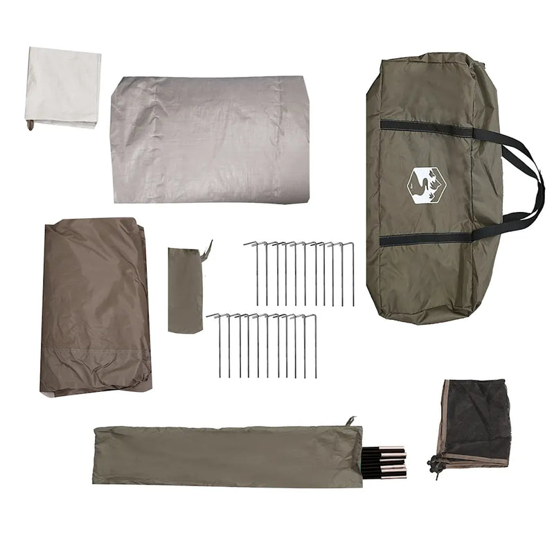 Camping Tent Tunnel 4-Person Brown Waterproof