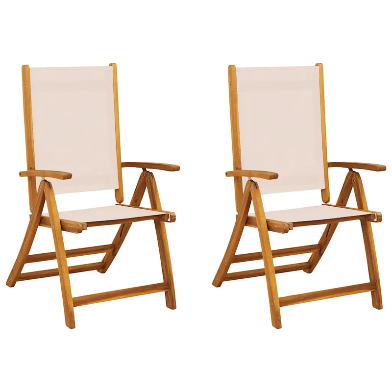 Folding Chairs 2 pcs Solid Wood Acacia and Textilene