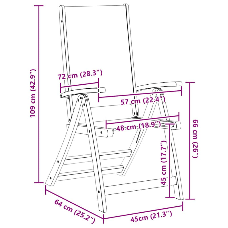 Folding Chairs 2 pcs Solid Wood Acacia and Textilene