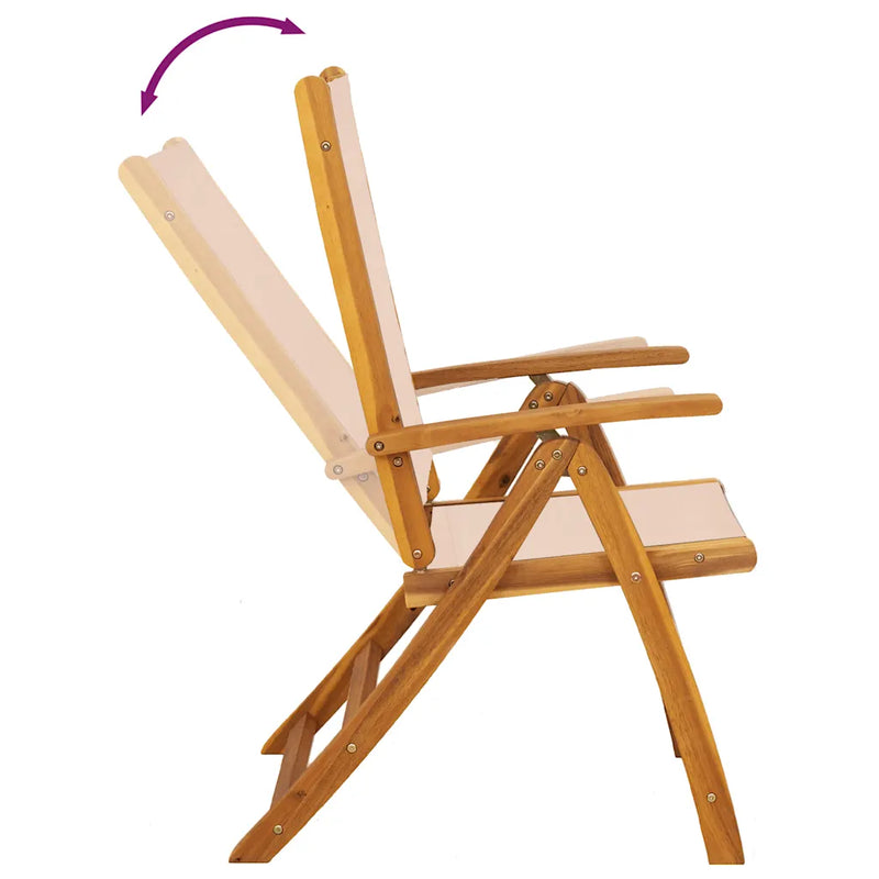 Folding Chairs 2 pcs Solid Wood Acacia and Textilene