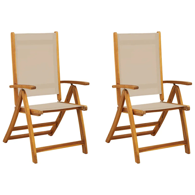 Folding Chairs 2 pcs Solid Wood Acacia and Textilene