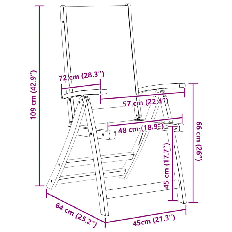 Folding Chairs 2 pcs Solid Wood Acacia and Textilene