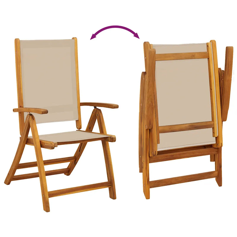 Folding Chairs 2 pcs Solid Wood Acacia and Textilene
