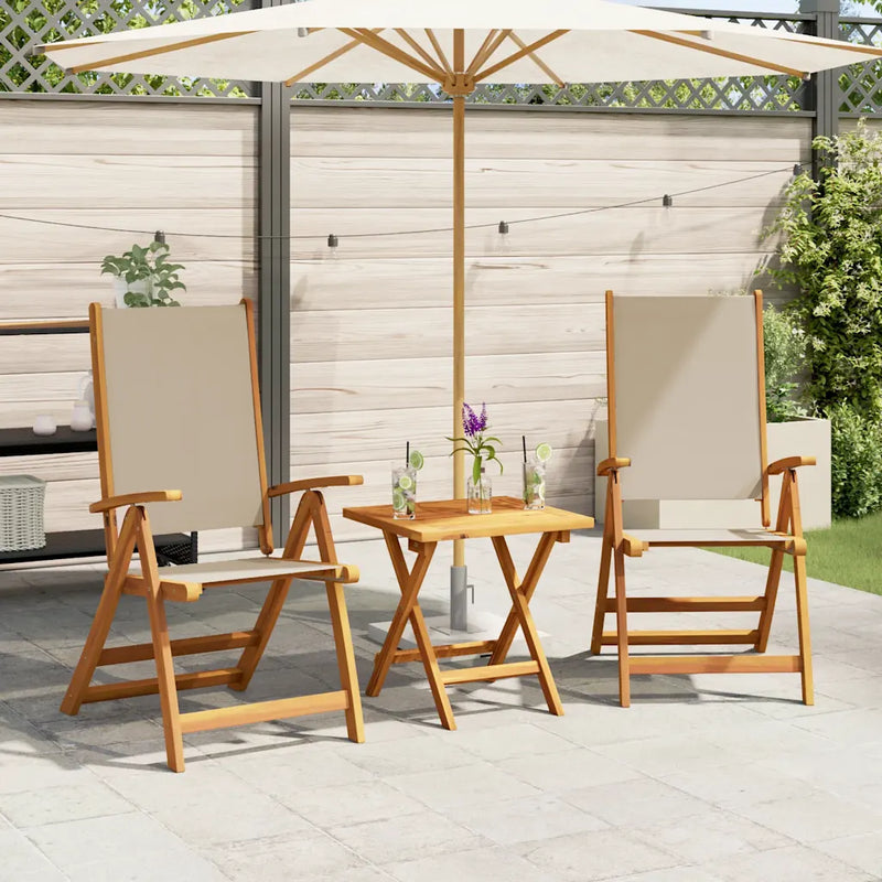 Folding Chairs 2 pcs Solid Wood Acacia and Textilene