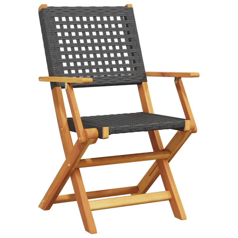 vidaXL 5 Piece Garden Dining Set Black Poly Rattan and Solid Wood