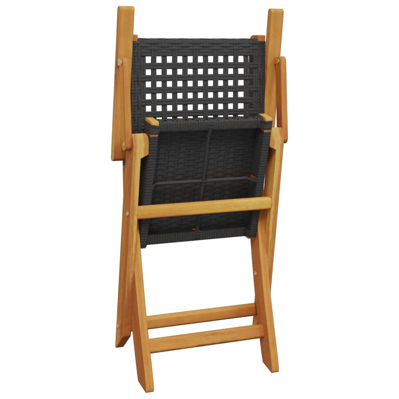 vidaXL 5 Piece Garden Dining Set Black Poly Rattan and Solid Wood